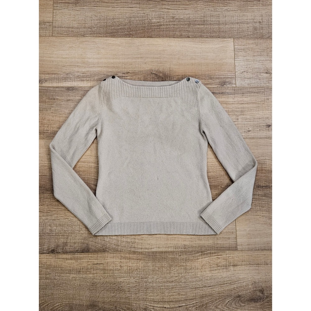 Banana Republic Y2K 2003 100% Cashmere Sweater Womens Beige Boat Neck Button XS